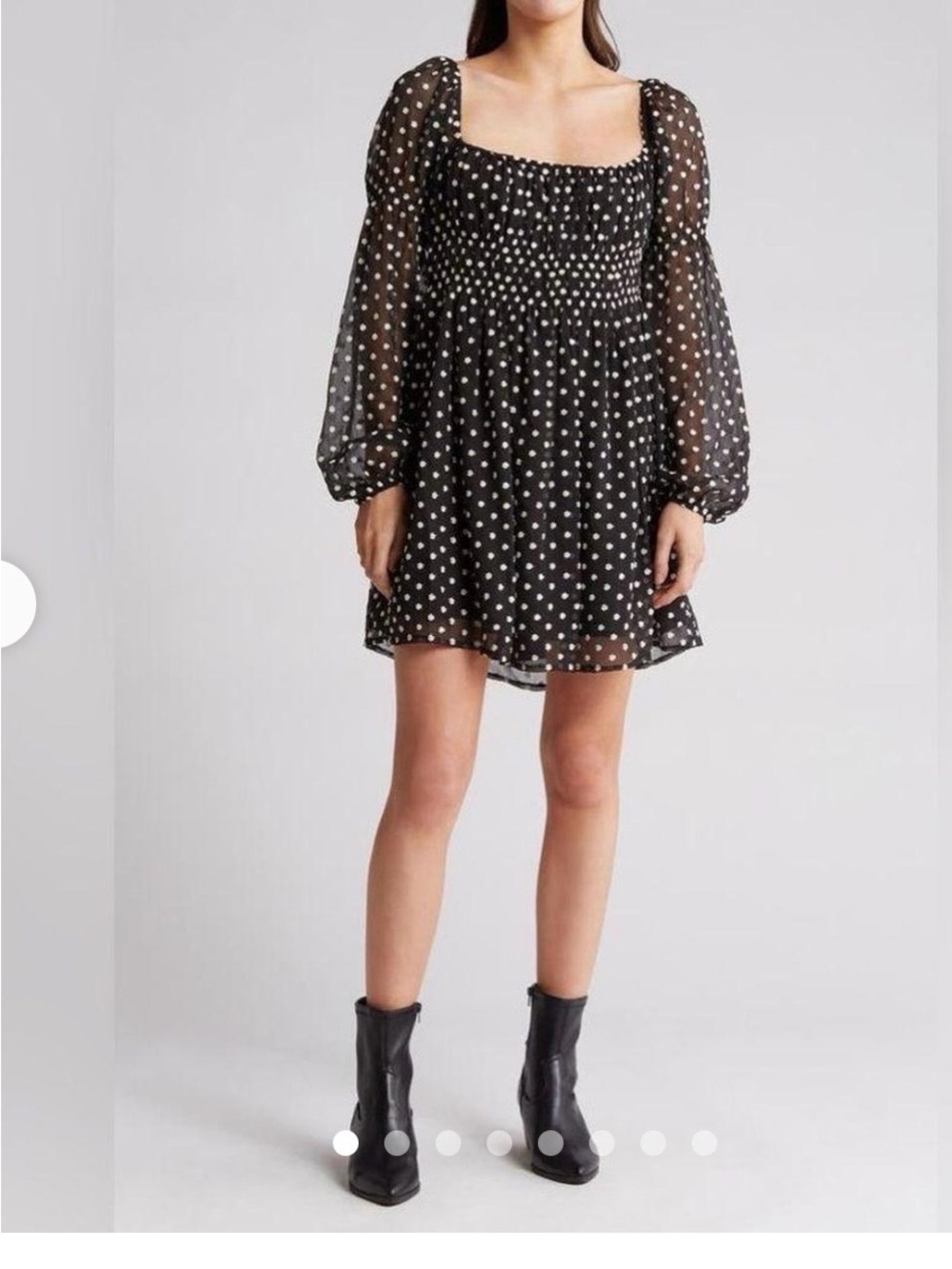 Lucy Paris Black Mini Dress with White Daisy Print